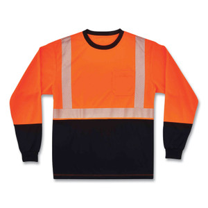 ergodyne GloWear 8281BK Class 2 Long Sleeve Shirt with Black Bottom, Polyester, 2X-Large, Orange, Ships in 1-3 Business Days (EGO22686) View Product Image