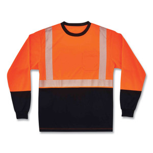 ergodyne GloWear 8281BK Class 2 Long Sleeve Shirt with Black Bottom, Polyester, 4X-Large, Orange View Product Image