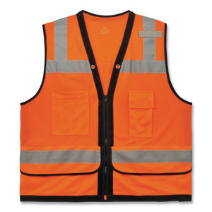 ergodyne GloWear 8253HDZ Class 2 Heavy-Duty Mesh Surveyors Vest, Polyester, 4X-Large/5X-Large, Orange, Ships in 1-3 Business Days (EGO23319) View Product Image