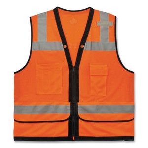 ergodyne GloWear 8253HDZ Class 2 Heavy-Duty Mesh Surveyors Vest, Polyester, 2X-Large/3X-Large, Orange View Product Image