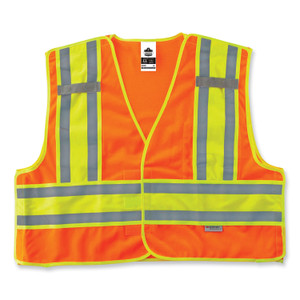 ergodyne GloWear 8245PSV Class 2 Public Safety Vest, Polyester, Small/Medium, Orange, Ships in 1-3 Business Days (EGO23383) View Product Image