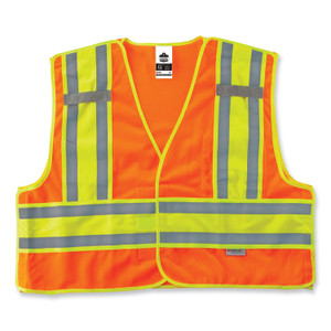 ergodyne GloWear 8245PSV Class 2 Public Safety Vest, Polyester, Large/X-Large, Orange, Ships in 1-3 Business Days (EGO23385) View Product Image