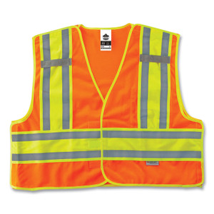 ergodyne GloWear 8245PSV Class 2 Public Safety Vest, Polyester, 6X-Large/7X-Large, Orange, Ships in 1-3 Business Days (EGO23390) View Product Image