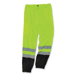 ergodyne GloWear 8910BK Class E Hi-Vis Pants with Black Bottom, Polyester, 4X-Large/5X-Large, Lime View Product Image