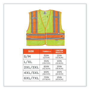 ergodyne GloWear 8245PSV Class 2 Public Safety Vest, Polyester, 6X-Large/7X-Large, Lime, Ships in 1-3 Business Days (EGO24000) View Product Image
