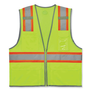 ergodyne GloWear 8246Z Class 2 Two-Tone Mesh Reflective Binding Zipper Vest, Polyester, Small/Medium, Lime, Ships in 1-3 Business Days (EGO24143) View Product Image