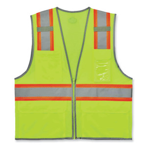 ergodyne GloWear 8246Z Class 2 Two-Tone Mesh Reflective Binding Zipper Vest, Polyester, 4X-Large/5XL, Lime, Ships in 1-3 Business Days (EGO24149) View Product Image