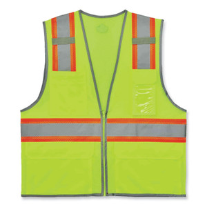 ergodyne GloWear 8246Z Class 2 Two-Tone Mesh Reflective Binding Zipper Vest, Polyester, 4X-Large/5X-Large, Lime View Product Image