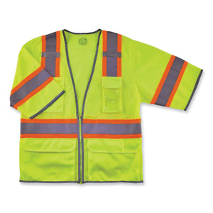 ergodyne GloWear 8346Z Class 3 Two-Tone Hi-Vis Surveyor Zipper Vest, Large/X-Large, Lime, Ships in 1-3 Business Days (EGO24165) View Product Image