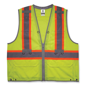 ergodyne GloWear 8231TV Class 2 Hi-Vis Tool Tethering Safety Vest, Polyester, 4X-Large/5X-Large, Lime, Ships in 1-3 Business Days (EGO24179) View Product Image