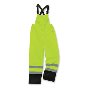 ergodyne GloWear 8918BK Class E Hi-Vis Rain Bibs Black Bottom, X-Large, Lime View Product Image