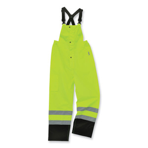 ergodyne GloWear 8918BK Class E Hi-Vis Rain Bibs Black Bottom, 4X-Large, Lime View Product Image