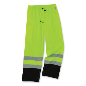 ergodyne GloWear 8915BK Class E Hi-Vis Rain Pants Black Bottom, Large, Lime View Product Image