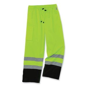 ergodyne GloWear 8915BK Class E Hi-Vis Rain Pants Black Bottom, 4X-Large, Lime, Ships in 1-3 Business Days (EGO25428) View Product Image