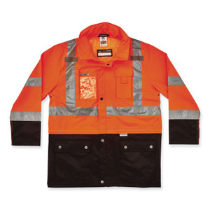 ergodyne GloWear 8386 Class 3 Hi-Vis Outer Shell Jacket, Polyester, Small, Orange, Ships in 1-3 Business Days (EGO25462) View Product Image