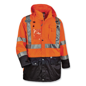 ergodyne GloWear 8386 Class 3 Hi-Vis Outer Shell Jacket, Polyester, 5X-Large, Orange, Ships in 1-3 Business Days (EGO25469) View Product Image