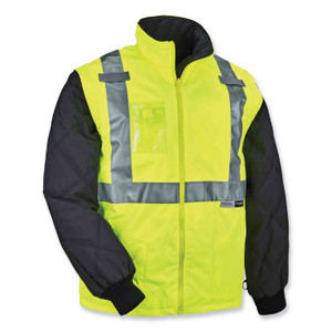 ergodyne GloWear 8287 Class 2 Hi-Vis Jacket with Removable Sleeves, 4X-Large, Lime, Ships in 1-3 Business Days (EGO25498) View Product Image