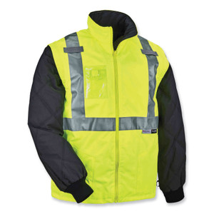 ergodyne GloWear 8287 Class 2 Hi-Vis Jacket with Removable Sleeves, 5X-Large, Lime, Ships in 1-3 Business Days (EGO25499) View Product Image