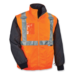 ergodyne GloWear 8287 Class 2 Hi-Vis Jacket with Removable Sleeves, 4X-Large, Orange, Ships in 1-3 Business Days (EGO25518) View Product Image