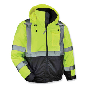 ergodyne GloWear 8377 Class 3 Hi-Vis Quilted Bomber Jacket, Lime, Medium, Ships in 1-3 Business Days (EGO25623) View Product Image