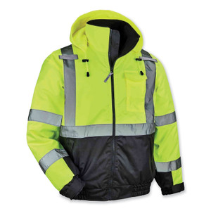 ergodyne GloWear 8377 Class 3 Hi-Vis Quilted Bomber Jacket, Lime, 4X-Large, Ships in 1-3 Business Days (EGO25628) View Product Image