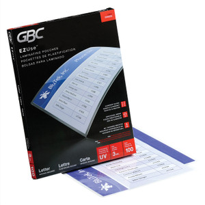 GBC EZUse Thermal Laminating Pouches, 3 mil, 9" x 11.5", Gloss Clear, 100/Box (GBC3745003) View Product Image