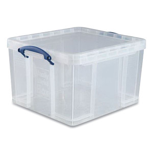 Really Useful Box Snap-Lid Storage Bin, 11.09 gal, 17.31" x 20.5" x 12.25", Clear/Blue (RUA42LCL) View Product Image