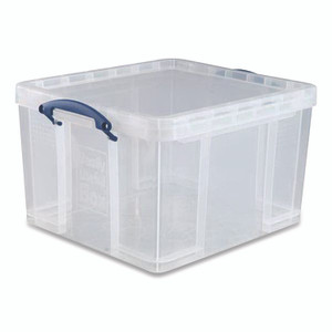 Really Useful Box Snap-Lid Storage Bin, 11.09 gal, 17.31" x 20.5" x 12.25", Clear/Blue View Product Image