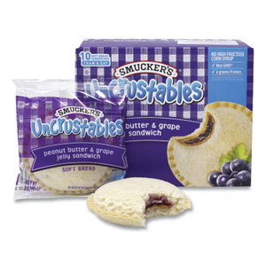 Smucker's UNCRUSTABLES Soft Bread Sandwiches, Grape Jelly, 2 oz, 10/Box, 2 Boxes/Carton, Ships in 1-3 Business Days (GRR90300135) View Product Image