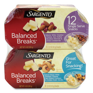 Sargento Balanced Breaks, Two Assorted Flavor Packs, 1.5 oz Pack, 12 Packs/Carton, Ships in 1-3 Business Days (GRR90200006) View Product Image