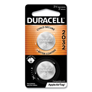 Duracell Lithium Coin Batteries With Bitterant, 2032, 2/Pack (DURDL2032B2PK) View Product Image