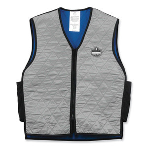 ergodyne Chill-Its 6665 Embedded Polymer Cooling Vest with Zipper, Nylon/Polymer, X-Large, Gray, Ships in 1-3 Business Days (EGO12545) View Product Image