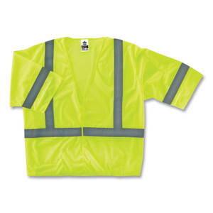 ergodyne GloWear 8310HL Class 3 Economy Hook and Loop Vest, Polyester, 4X-Large/5X-Large, Lime View Product Image