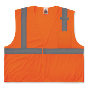 ergodyne GloWear 8210HL Class 2 Economy Mesh Hook and Loop Vest, Polyester, 4X-Large/5X-Large, Orange, Ships in 1-3 Business Days (EGO21019) View Product Image