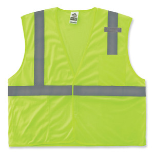 ergodyne GloWear 8210HL Class 2 Economy Mesh Hook and Loop Vest, Polyester, 2X-Large/3X-Large, Lime, Ships in 1-3 Business Days (EGO21027) View Product Image