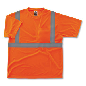 ergodyne GloWear 8289 Class 2 Hi-Vis T-Shirt, Polyester, Orange, X-Small, Ships in 1-3 Business Days (EGO21511) View Product Image