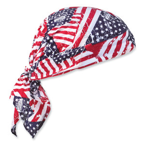ergodyne Chill-Its 6710 Cooling Embedded Polymers Tie Bandana Triangle Hat, One Size, Stars and Stripes, Ships in 1-3 Business Days (EGO12323) View Product Image
