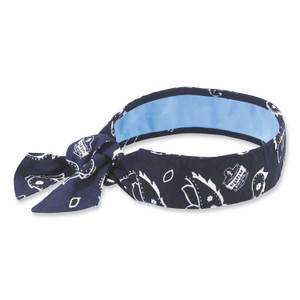 ergodyne Chill-Its 6700CT Cooling Bandana PVA Tie Headband, One Size Fits Most, Navy Western, Ships in 1-3 Business Days (EGO12564) View Product Image