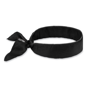 ergodyne Chill-Its 6702 Cooling Embedded Polymers Tie Bandana, One Size Fits Most, Black, Ships in 1-3 Business Days (EGO12396) View Product Image