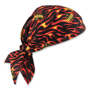 ergodyne Chill-Its 6710 Cooling Embedded Polymers Tie Bandana Triangle Hat, One Size Fits Most, Flames, Ships in 1-3 Business Days (EGO12328) View Product Image