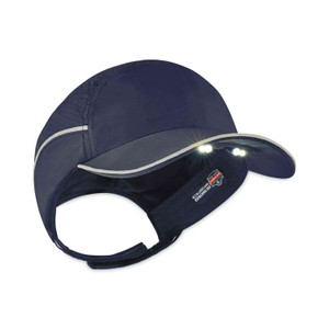 ergodyne Skullerz 8965 Lightweight Bump Cap Hat with LED Lighting, Long Brim, Navy, Ships in 1-3 Business Days (EGO23339) View Product Image