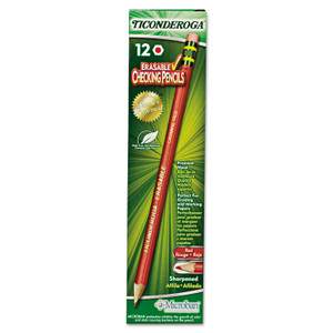 Ticonderoga Erasable Colored Pencils, 2.6 mm, 2B, Carmine Red Lead, Carmine Red Barrel, Dozen (DIX14259) View Product Image