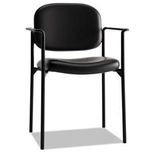 HON VL616 Stacking Guest Chair with Arms, Bonded Leather Upholstery, 23.25" x 21" x 32.75", Black Seat, Black Back, Black Base (BSXVL616SB11) View Product Image