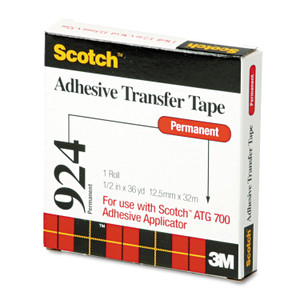Scotch ATG Adhesive Transfer Tape, Permanent, Holds Up to 0.5 lbs, 0.5" x 36 yds, Clear View Product Image