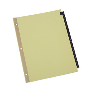 Universal Deluxe Preprinted Simulated Leather Tab Dividers with Gold Printing, 25-Tab, A to Z, 11 x 8.5, Buff, 1 Set (UNV20821) View Product Image