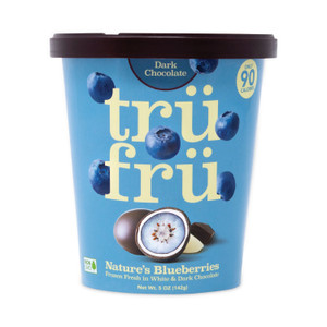 Tru Fru Nature's Hyper-Chilled Blueberries in White and Dark Chocolate, 5 oz Cup, 8/Carton, Ships in 1-3 Business Days (GRR90300270) View Product Image