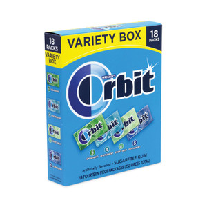 Orbit Sugar-Free Chewing Gum Variety Box, Four Mint Flavors, 14 Pieces/Pack, 18 Packs/Carton, Ships in 1-3 Business Days (GRR22000568) View Product Image