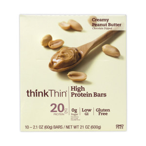 thinkThin High Protein Bars, Creamy Peanut Butter, 2.1 oz Bar, 10 Bars/Carton, Ships in 1-3 Business Days (GRR30700113) View Product Image