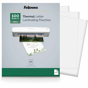 Fellowes Letter-Size Thermal Laminating Pouches - Sheet Size Supported: Letter 8.50" Width x 11" Length - Laminating Pouch/Sheet Size: 9" Width x 5 mil Thickness - Glossy - for Document - Durable, Photo-safe, Erasable, Water Proof - (FEL5743501) Product Image 