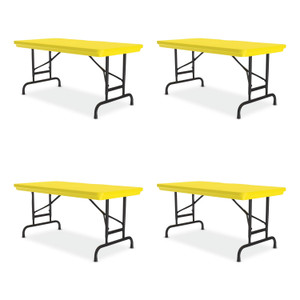 Correll Adjustable Folding Table, Rectangular, 48" x 24" x 22" to 32", Yellow Top, Black Legs, 4/Pallet View Product Image